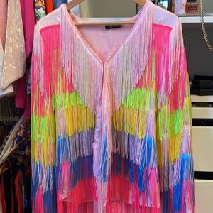 Multicolor fringe jacket
